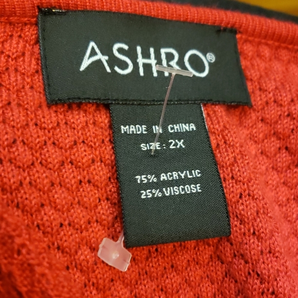 ASHRO LONG SLEEVE RED *WHITE DRESS SZ 2X - Picture 8 of 8